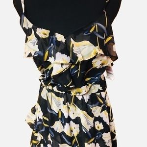 Blooming Begonia Floral Dress, Spaghetti straps, Ruffles skirt, By INC Petites